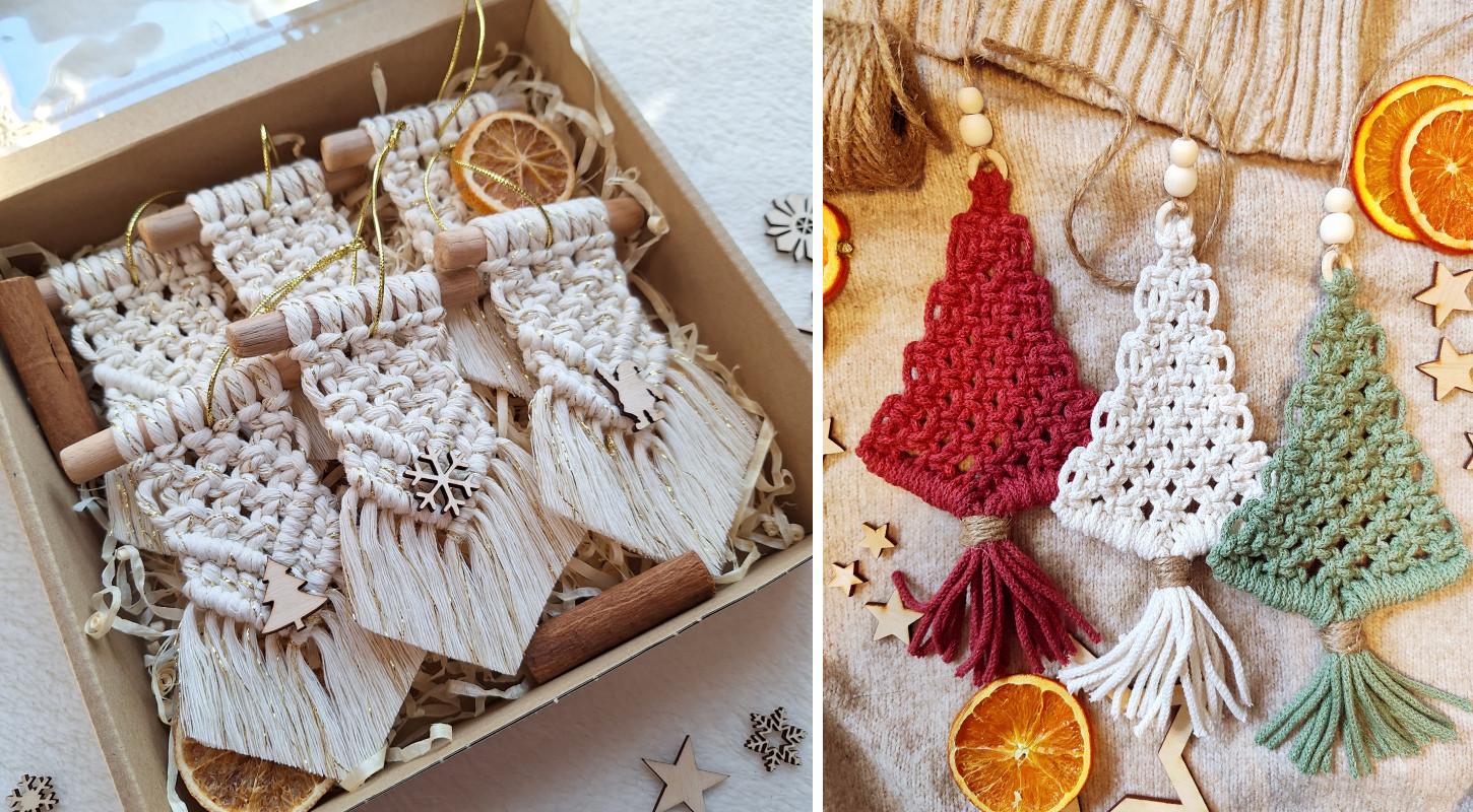 zawieszki makramowe na choinke