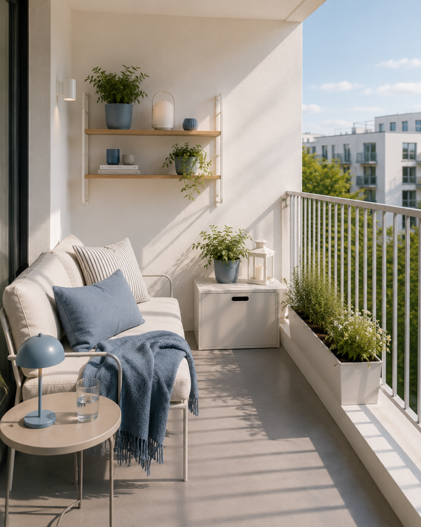 balkon w stylu skandynawskim