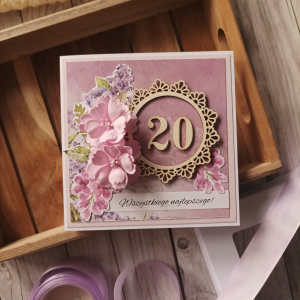 177. Kartka urodzinowa, personalizowana, kwiatowa
