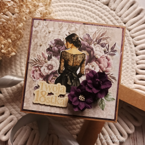 18 urodziny, kartka urodzinowa dla dziewczyny, ciemny fiolet, o1