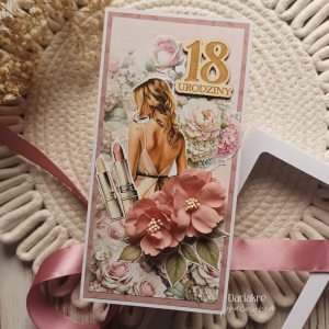 18 urodziny, osiemnastka, kartka w pudełku urodzinowa, różowa dl