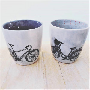 2 Ceramiczne doniczki - aaa rowery dwa...