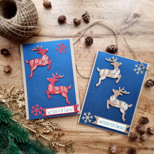 2 szt. - zestaw kartek świątecznych jeleń