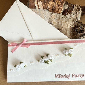 380,Kartka ślubna z dodatkiem starego różu