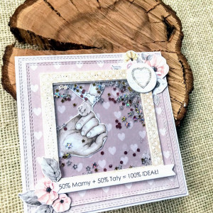 392,Kartka z shaker box-em na narodziny dziewczynki