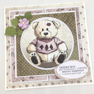 397,Kartka z misiem na narodziny,urodziny chrzest