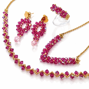 4-elementowy Komplet Biżuterii Fuchsia AB