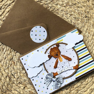 400,Misiowa kartka na urodziny, narodziny lub roczek