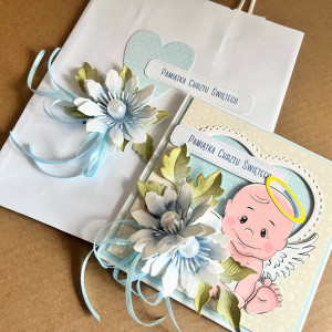 415,Kartka w pudełku na chrzest w pudełku z torebką