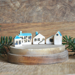 5 x domki miniaturki ceramiczne