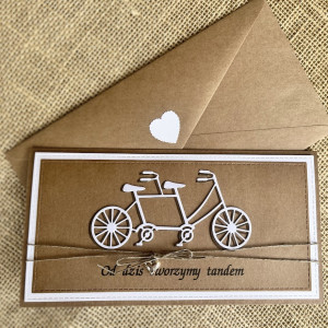 566,kartka na ślub w eco z tandemem