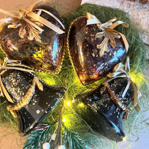 575,Boże Narodzenie-komplet 4 bombek z efektem bursztynu