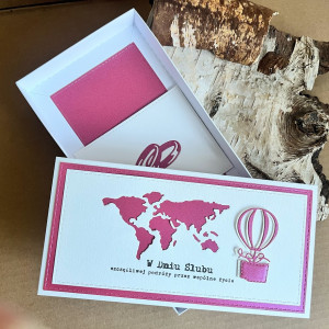 602,Kartka na ślub w szczęśliwą podróż w fuksji