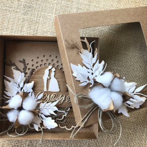 623,komplet ślubny z kwiatem bawełny