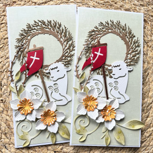 652,Wielkanoc- komplet 2 kartek wielkanocnych z barankiem