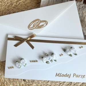 660,Kartka ślubna z dodatkiem starego złota