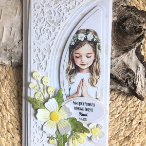 671,Kartka na komunię w pudełku dla dziewczynki