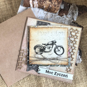 705,kartka urodzinowa / imieninowa z motorem