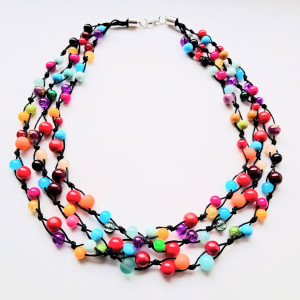 9Naszyjnik ze sznurka i szkła Multicolor
