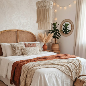 Abażur wiszący makrama boho