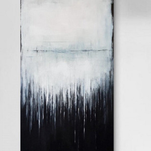 Abstrakcja w bieli i czerni- obraz akrylowy 100/50 cm