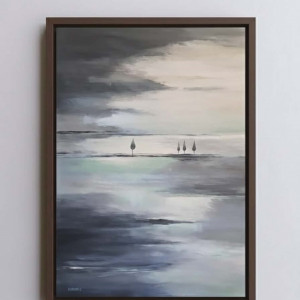 ABSTRAKCYJNY PEJZAŻ Z DRZEWAMI  - obraz akrylowy  100/70 cm.