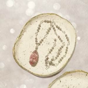 Aeliana naszyjnik wisior perełki srebrno-różowy