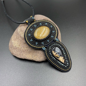 agat palmowy z awenturynem - naszyjnik #230