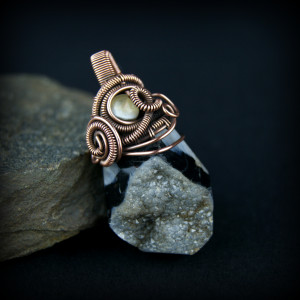 Agat z druzą wisiorek wire wrapping III