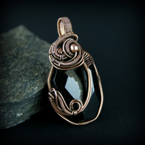 Agat z druzą wisiorek wire wrapping V