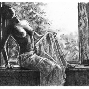 AKT 110 (A4) - akt kobiecy, rysunek ręcznie wykonany, ołówek