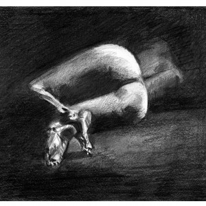 AKT 6 (A4) - akt kobiecy, rysunek ręcznie wykonany, węgiel drzewny