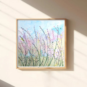 Akwarela. Kolorowa łąka 23x23cm