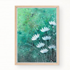 Akwarela. Kwiaty w turkusie A4