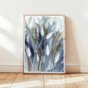 Akwarela. Trawy niebieskie A4