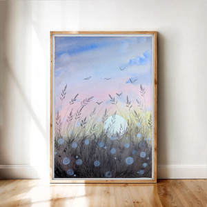 Akwarela. Zachód słońca A3