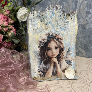 Anioł na desce, anioł stróż aniołek prezent na urodziny