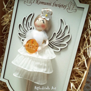 Anioł Stróż Aniołek w ramce Pamiątka I Komunii Świętej Na prezent