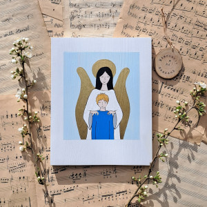 Anioł stróż pamiątka Komunijna chłopiec no 1