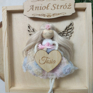 anioł stróż ramka pamiątka chrzest narodziny