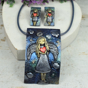 "Anioł z sercem" komplet biżuterii