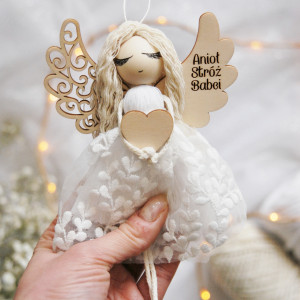 Aniołek dla babci - prezent na Dzień Babci | Zawieszka Anioł Stróż