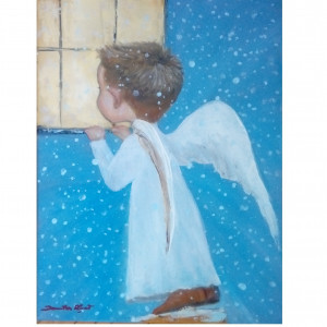 Aniołek I, obraz olejny na płótnie.