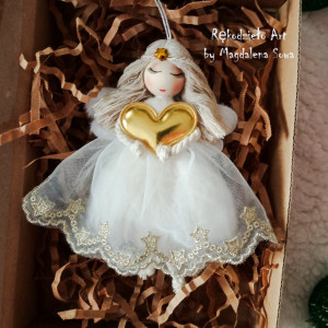 Aniołek świąteczny, Aniołek z serduszkiem, Na prezent, Zawieszka