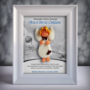 Aniołek w ramce - Pamiątka Chrztu (b3d-cd-ch12-sk2)