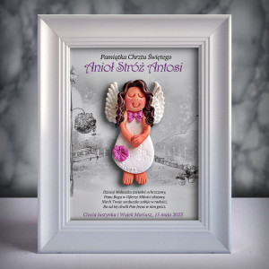 Aniołek w ramce - Pamiątka Chrztu (b3d-cd-dz11-sk2)
