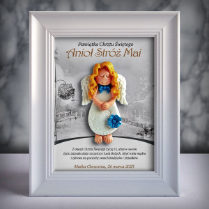 Aniołek w ramce - Pamiątka Chrztu (b3d-cd-dz16-sk1)