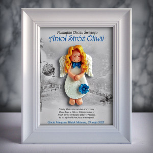 Aniołek w ramce - Pamiątka Chrztu (b3d-cd-dz17-sk1)