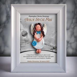 Aniołek w ramce - Pamiątka Chrztu (b3d-cd-dzd22-sk2)