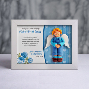 Aniołek w ramce - Pamiątka Chrztu (fs-ch02-sk1kw)